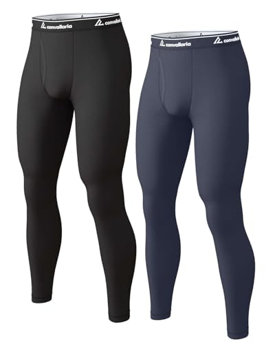 CL convallaria Herren Thermohosen 1/2/4 Stück Fleece gefüttert Thermal unten sportliche Basisschicht kaltes Wetter Gear von CL convallaria