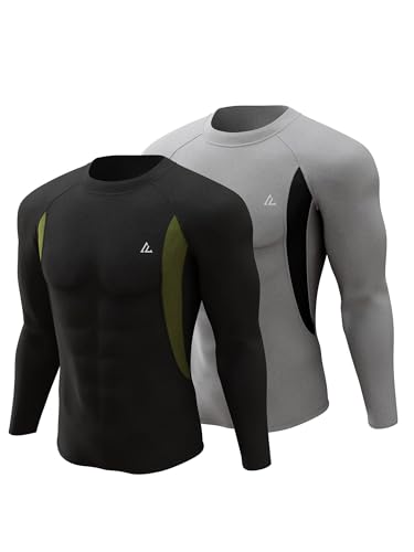 CL convallaria 2er Pack Thermounterwäsche Unterhemd Herren Thermo Oberteil Innenfleece Funktionsunterwäsche Thermoshirt Langarm für Winter von CL convallaria