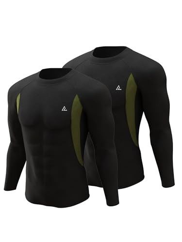 CL convallaria 2er Pack Thermounterwäsche Unterhemd Herren Thermo Oberteil Innenfleece Funktionsunterwäsche Thermoshirt Langarm für Winter von CL convallaria