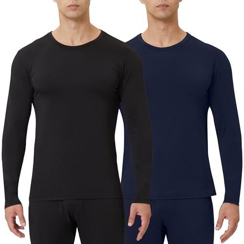 CL convallaria 2er Stück Thermounterwäsche Unterhemd Herren Thermo Oberteil Herren Innenfleece Funktionsunterwäsche Thermoshirt Langarm von CL convallaria
