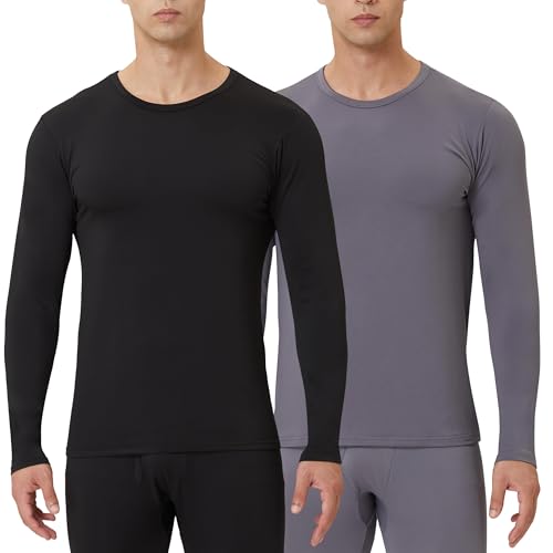 CL convallaria 2er Stück Thermounterwäsche Unterhemd Herren Thermo Oberteil Herren Innenfleece Funktionsunterwäsche Thermoshirt Langarm von CL convallaria