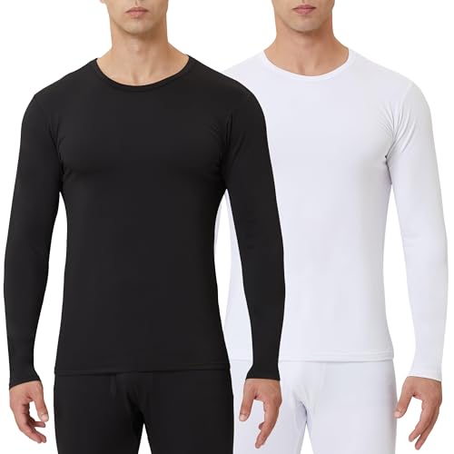 CL convallaria 2er Stück Thermounterwäsche Unterhemd Herren Thermo Oberteil Herren Innenfleece Funktionsunterwäsche Thermoshirt Langarm von CL convallaria
