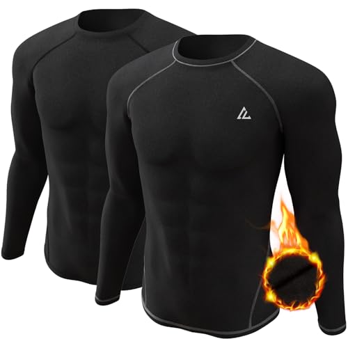CL convallaria 2er Stück Thermounterwäsche Unterhemd Herren Thermo Oberteil Innenfleece Funktionsunterwäsche Thermoshirt Langarm von CL convallaria