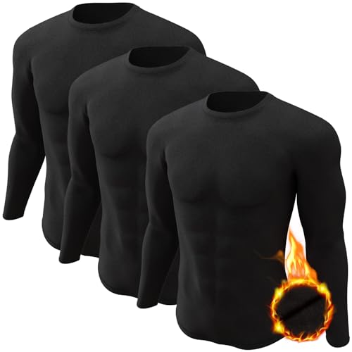 CL convallaria 3er Pack Thermounterwäsche Unterhemd Herren Thermo Oberteil Innenfleece Funktionsunterwäsche Thermoshirt Langarm von CL convallaria