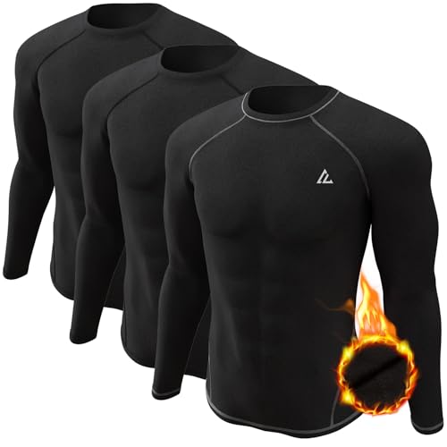 CL convallaria 3er Pack Thermounterwäsche Unterhemd Herren Thermo Oberteil Innenfleece Funktionsunterwäsche Thermoshirt Langarm von CL convallaria