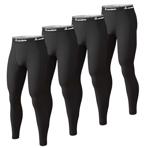 CL convallaria 4er Pack Thermo Unterhose Herren Lange Unterhosen Männer Innenfleece Thermounterwäsche Funktionsunterwäsche Skiunterwäsche für Winter von CL convallaria