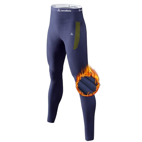 CL convallaria Herren Thermohosen 1/2 Stück Fleece gefüttert Thermal unten sportliche Basisschicht kaltes Wetter Gear von CL convallaria
