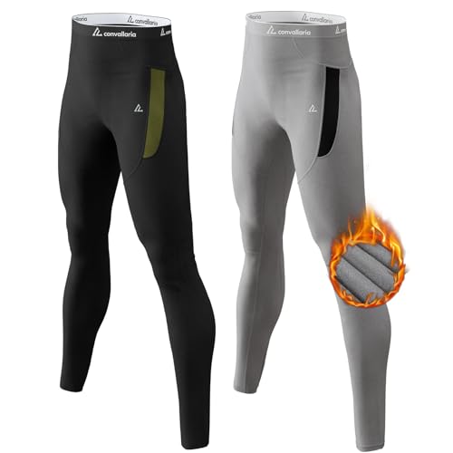 CL convallaria Herren Thermohosen 1/2 Stück Fleece gefüttert Thermal unten sportliche Basisschicht kaltes Wetter Gear von CL convallaria