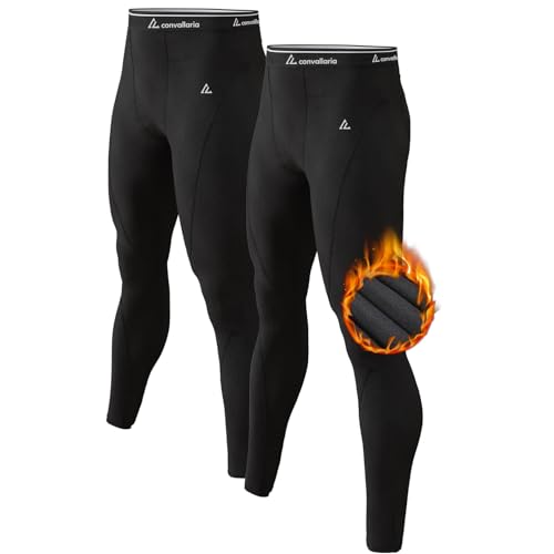 CL convallaria Thermo Unterhose Herren Lange Thermounterhose Männer Warm Innenfleece Thermounterwäsche Skiunterwäsche Funktionsunterwäsche für Winter, 2er Stück von CL convallaria
