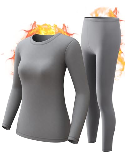 CL convallaria Thermounterwäsche Damen Atmungsaktiv Thermoaktiv Funktionsunterwäsche Innenfleece Skiunterwäsche Weich Thermo Unterwäsche Set von CL convallaria