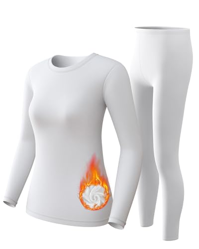 CL convallaria Thermounterwäsche Damen Atmungsaktiv Thermoaktiv Funktionsunterwäsche Innenfleece Skiunterwäsche Weich Thermo Unterwäsche Set von CL convallaria