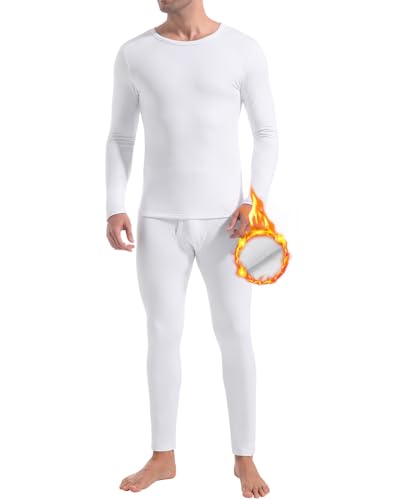 CL convallaria Thermounterwäsche Herren, Funktionsunterwäsche Skiunterwäsche Atmungsaktiv Innenfleece Winter Thermowäsche Warm Weich Thermounterhemd Thermounterhose für Männer, Weiß CL convallaria Thermounterwäsche Herren, Funktionsunterwäsche Skiunterwäsche Atmungsaktiv Innenfleece Winter Thermowäsche Warm Weich Thermounterhemd Thermounterhose für Männer, Weiß von CL convallaria