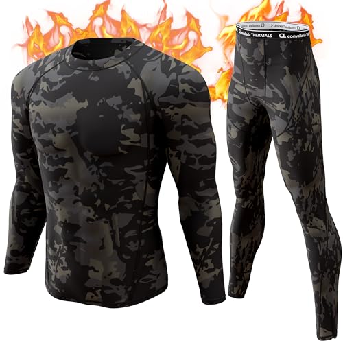 CL convallaria Thermounterwäsche Herren Atmungsaktiv Thermoaktiv Funktionsunterwäsche Innenfleece Skiunterwäsche Weich Thermo Unterwäsche Set Wärme Manner Lange Unterwäsche Sport Stil von CL convallaria