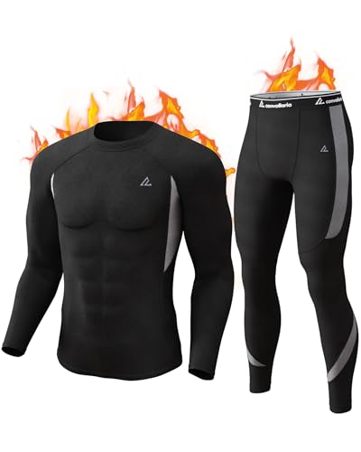 CL convallaria Thermounterwäsche Herren Atmungsaktiv Thermoaktiv Funktionsunterwäsche Innenfleece Skiunterwäsche Weich Thermo Unterwäsche Set von CL convallaria
