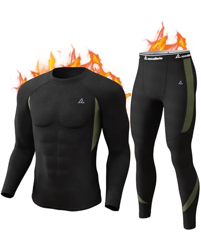 CL convallaria Thermounterwäsche Herren Atmungsaktiv Thermoaktiv Funktionsunterwäsche Innenfleece Skiunterwäsche Weich Thermo Unterwäsche Set von CL convallaria