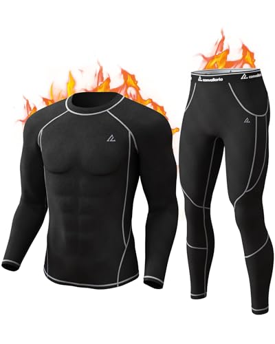 CL convallaria Thermounterwäsche Herren Atmungsaktiv Thermoaktiv Funktionsunterwäsche Innenfleece Skiunterwäsche Weich Thermo Unterwäsche Set von CL convallaria