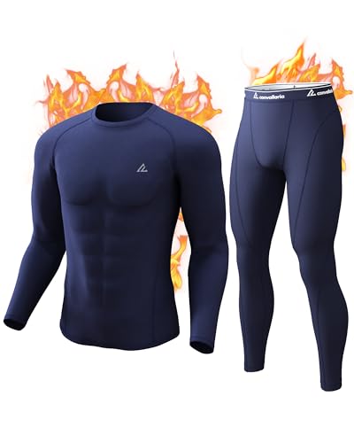 CL convallaria Thermounterwäsche Herren Atmungsaktiv Thermoaktiv Funktionsunterwäsche Innenfleece Skiunterwäsche Weich Thermo Unterwäsche Set von CL convallaria