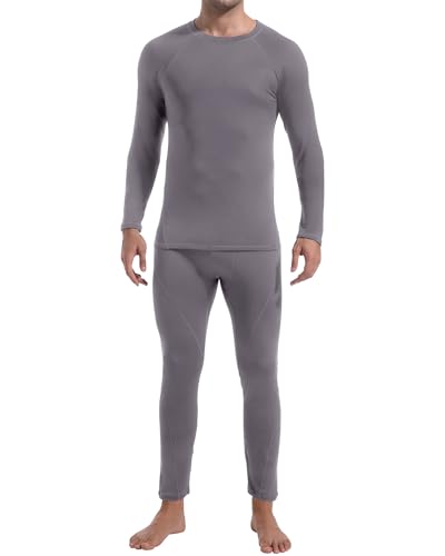 CL convallaria Thermounterwäsche Herren Atmungsaktiv Thermoaktiv Funktionsunterwäsche Innenfleece Skiunterwäsche Weich Thermo Unterwäsche Set von CL convallaria