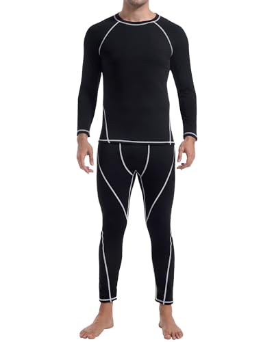 CL convallaria Thermounterwäsche Herren Atmungsaktiv Thermoaktiv Funktionsunterwäsche Innenfleece Skiunterwäsche Weich Thermo Unterwäsche Set von CL convallaria