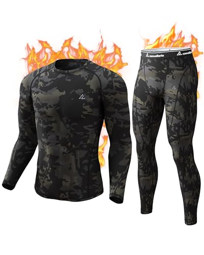 CL convallaria Thermounterwäsche Herren Atmungsaktiv Thermoaktiv Funktionsunterwäsche Innenfleece Skiunterwäsche Weich Thermo Unterwäsche Set von CL convallaria