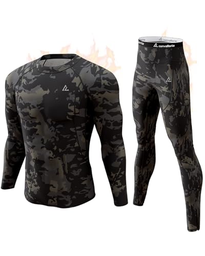 CL convallaria Thermounterwäsche-Set, Winter, Jagdausrüstung, Sport, Lange Unterhose und Oberteil, mittelschwer, E – Camo, Medium von CL convallaria