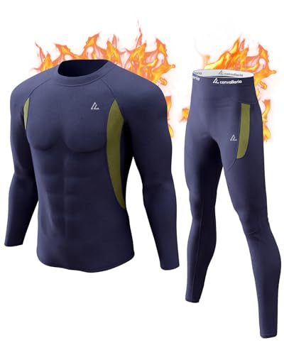 CL convallaria Thermounterwäsche Herren Funktionsunterwäsche Skiunterwäsche Atmungsaktiv Innenfleece Thermo Unterwäsche Set von CL convallaria