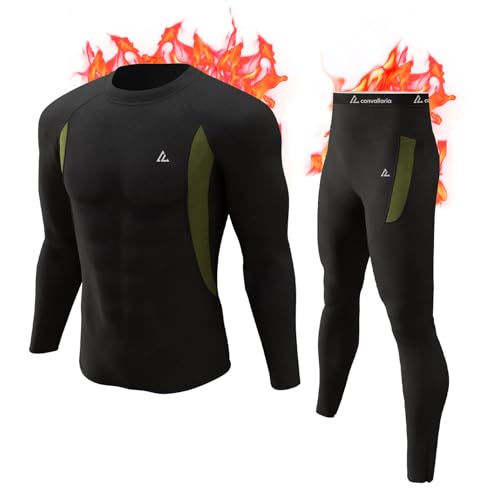 CL convallaria Thermounterwäsche Herren Funktionsunterwäsche Skiunterwäsche Atmungsaktiv Innenfleece Thermo Unterwäsche Set Weich Thermounterhemd Thermounterhose für Männer, Schwergewicht, Schwarz CL convallaria Thermounterwäsche Herren Funktionsunterwäsche Skiunterwäsche Atmungsaktiv Innenfleece Thermo Unterwäsche Set Weich Thermounterhemd Thermounterhose für Männer, Schwergewicht, Schwarz von CL convallaria