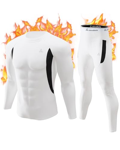 CL convallaria Thermounterwäsche Herren Funktionsunterwäsche Skiunterwäsche Atmungsaktiv Innenfleece Thermo Unterwäsche Set von CL convallaria
