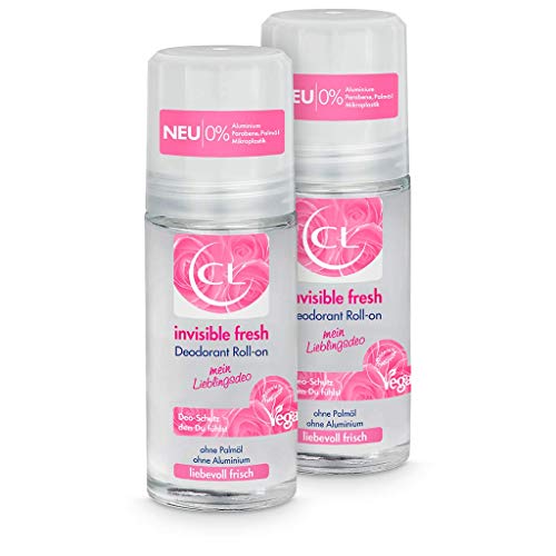 CL invisible fresh Deodorant Roll-on mit langanhaltendem Duft - 2er Pack 50 ml Deo Roller ohne Aluminium, Zink & Mikroplastik mit Blütenduft - veganes Deo Damen ohne weiße Flecken - Deodorant Frauen von CL