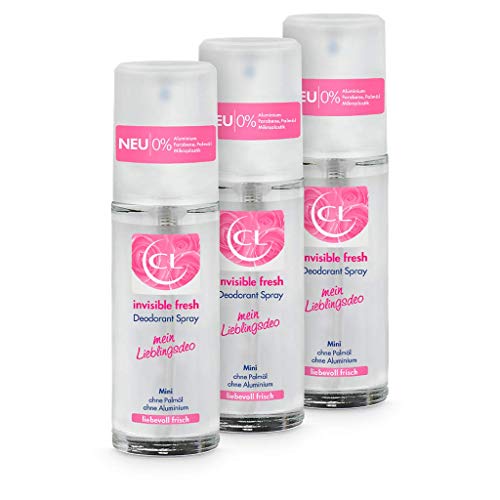 CL invisible fresh Deodorant Spray mit langanhaltendem Duft - 3er Pack 20 ml Deo Spray ohne Aluminium, Zink & Mikroplastik mit Blütenduft - veganes Deo Damen ohne weiße Flecken - Deodorant Frauen von CL