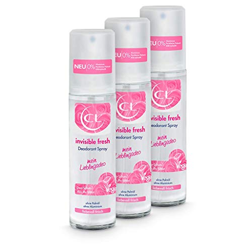 CL invisible fresh Deodorant Spray mit langanhaltendem Duft - 3er Pack 75 ml Deo Spray ohne Aluminium, Zink & Mikroplastik mit Blütenduft - veganes Deo Damen ohne weiße Flecken - Deodorant Frauen von CL