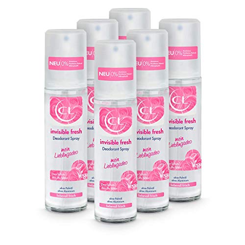 CL invisible fresh Deodorant Spray mit langanhaltendem Duft - 6er Pack 75 ml Deo Spray ohne Aluminium, Zink & Mikroplastik mit Blütenduft - veganes Deo Damen ohne weiße Flecken - Deodorant Frauen von CL