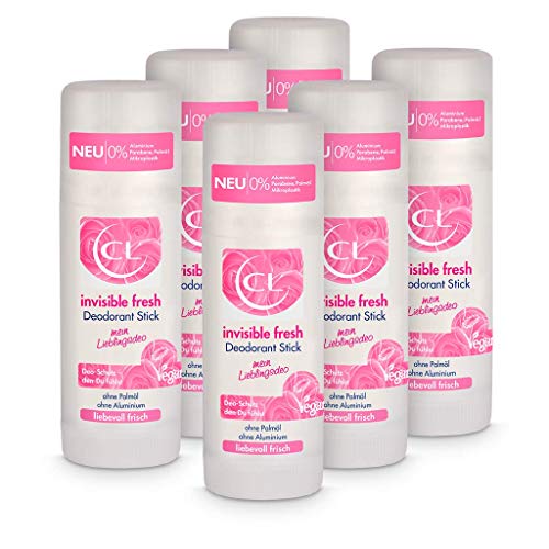 CL invisible fresh Deodorant Stick mit langanhaltenden Duft - 6er Pack 40 ml Deo Stick ohne Aluminium, Zink & Mikroplastik mit Blütenduft - veganes Deo Damen ohne weiße Flecken - Deodorant Frauen von CL