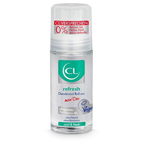 CL refresh Deodorant Roll-on mit kühlender Wirkung - 50 ml Deo Roller ohne Aluminium & Zink bietet Frische - veganes Deo Herren & Damen - antibakterielles Deodorant Männer & Frauen mit ProVitamin B5 von CL