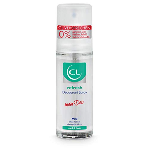 CL refresh Deodorant Spray mit kühlender Wirkung - 20 ml Deo Spray ohne Aluminium & Zink bietet Frische - veganes Deo Herren & Damen - antibakterielles Deodorant Männer & Frauen mit ProVitamin B5 von CL
