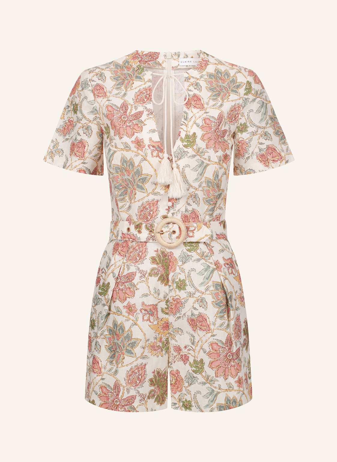 Claire Luise Jumpsuit Mit Gürtel beige von CLAIRE LUISE