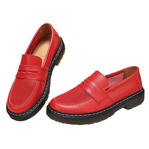 CLAKBLRG Klassische Damen-Slipper für Damen, modisch, Mokassins, Mokassins, Red-Mesh, 39.5 EU von CLAKBLRG