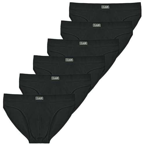 CLALER 6er Pack Herren Slips Baumwolle Weich,Männer Classic Unterwäsche mit Stretch(Schwarz*6,M) von CLALER