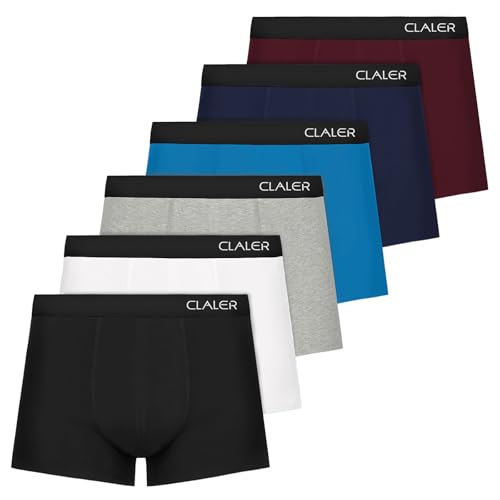 CLALER Boxershorts Herren 6er Pack Baumwolle, Unterhosen Männer Retroshorts, Bequeme und Atmungsaktive Men Unterwäsche(Mehrfarbig*6,XXL) von CLALER