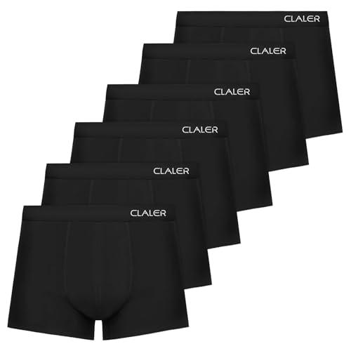CLALER Boxershorts Herren 6er Pack Baumwolle, Unterhosen Männer Retroshorts, Bequeme und Atmungsaktive Men Unterwäsche(Schwarz*6,M) von CLALER