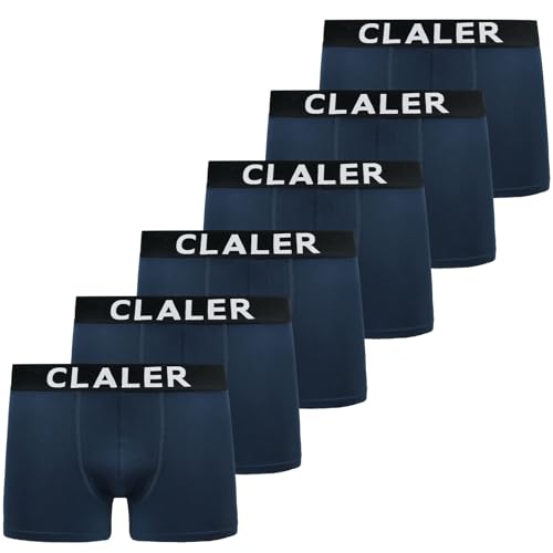 CLALER Boxershorts Herren 6er Pack Baumwolle Unterhosen Männer Retroshorts Bequeme und Atmungsaktive Men Unterwäsche Geeignet für Den Täglichen Sport Im Freien (6 x Blau, L) von CLALER