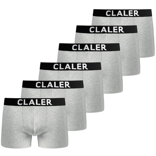 CLALER Boxershorts Herren 6er Pack Baumwolle Unterhosen Männer Retroshorts Bequeme und Atmungsaktive Men Unterwäsche Geeignet für Den Täglichen Sport Im Freien (6 x Grau, M) von CLALER