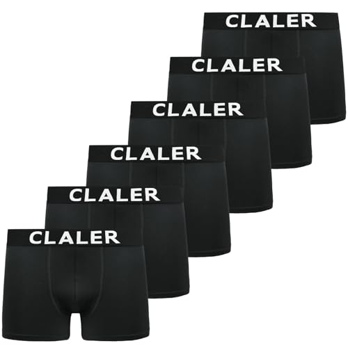 CLALER Boxershorts Herren 6er Pack Baumwolle Unterhosen Männer Retroshorts Bequeme und Atmungsaktive Men Unterwäsche Geeignet für Den Täglichen Sport Im Freien (6 x Schwarz, L) von CLALER