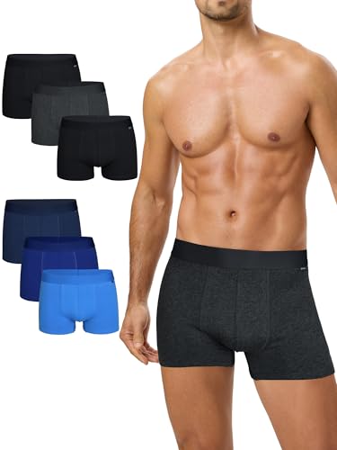 CLALER Boxershorts Herren Baumwolle 6er Pack, Unterhosen Männer Atmungsaktive Retroshorts Men Bequeme UnterwäSche Bunt Boxer Shorts for Men（Mehrfarbig01*6,L） von CLALER