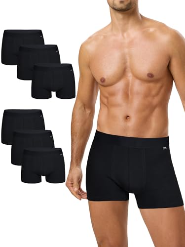 CLALER Boxershorts Herren Baumwolle 6er Pack, Unterhosen Männer Atmungsaktive Retroshorts Men Bequeme UnterwäSche Bunt Boxer Shorts for Men（Schwarz*6,L） von CLALER