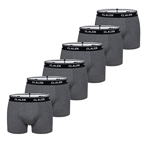 CLALER Herren Boxershorts 6er Pack Baumwolle Men Retroshorts Männer Unterwäsche Unterhosen S,M,L,XL,XXL (Dunkelgrau ×6, XXL) von CLALER