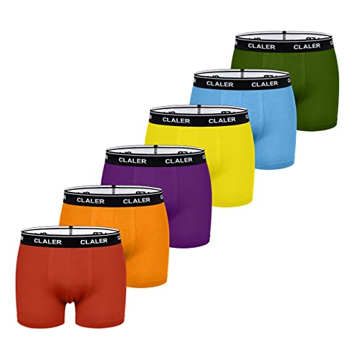 CLALER Herren Boxershorts 6er Pack Baumwolle Men Retroshorts Männer Unterwäsche Unterhosen S,M,L,XL,XXL (Mehrfarbig 02 ×6, L) von CLALER