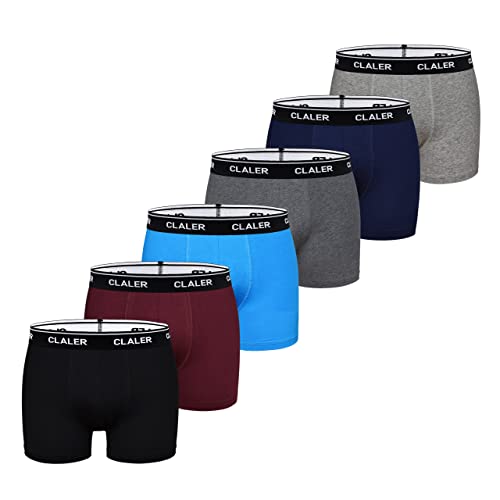 CLALER Herren Boxershorts 6er Pack Baumwolle Men Retroshorts Männer Unterwäsche Unterhosen S,M,L,XL,XXL (Mehrfarbig ×6, S) von CLALER