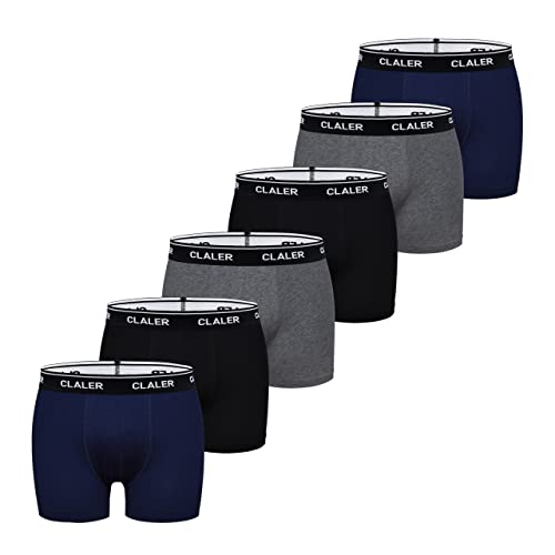 CLALER Herren Boxershorts 6er Pack Baumwolle Men Retroshorts Männer Unterwäsche Unterhosen S,M,L,XL,XXL (Schwarz ×2 +Dunkelblau ×2 +Dunkelgrau ×2, S) von CLALER