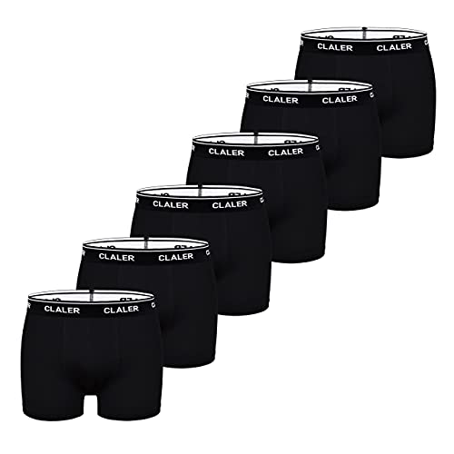 CLALER Herren Boxershorts 6er Pack Baumwolle Men Retroshorts Männer Unterwäsche Unterhosen S,M,L,XL,XXL (Schwarz ×6, M) von CLALER